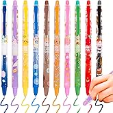 YOYTOO Erasable Gel Pens, 10 Colors Retractable Cartoon Erasable Pens Clicker Fine Point 0.5 mm, Make Mistakes Disappear, Assorted Color Inks for Journaling Planner Drawing Writing Gifts