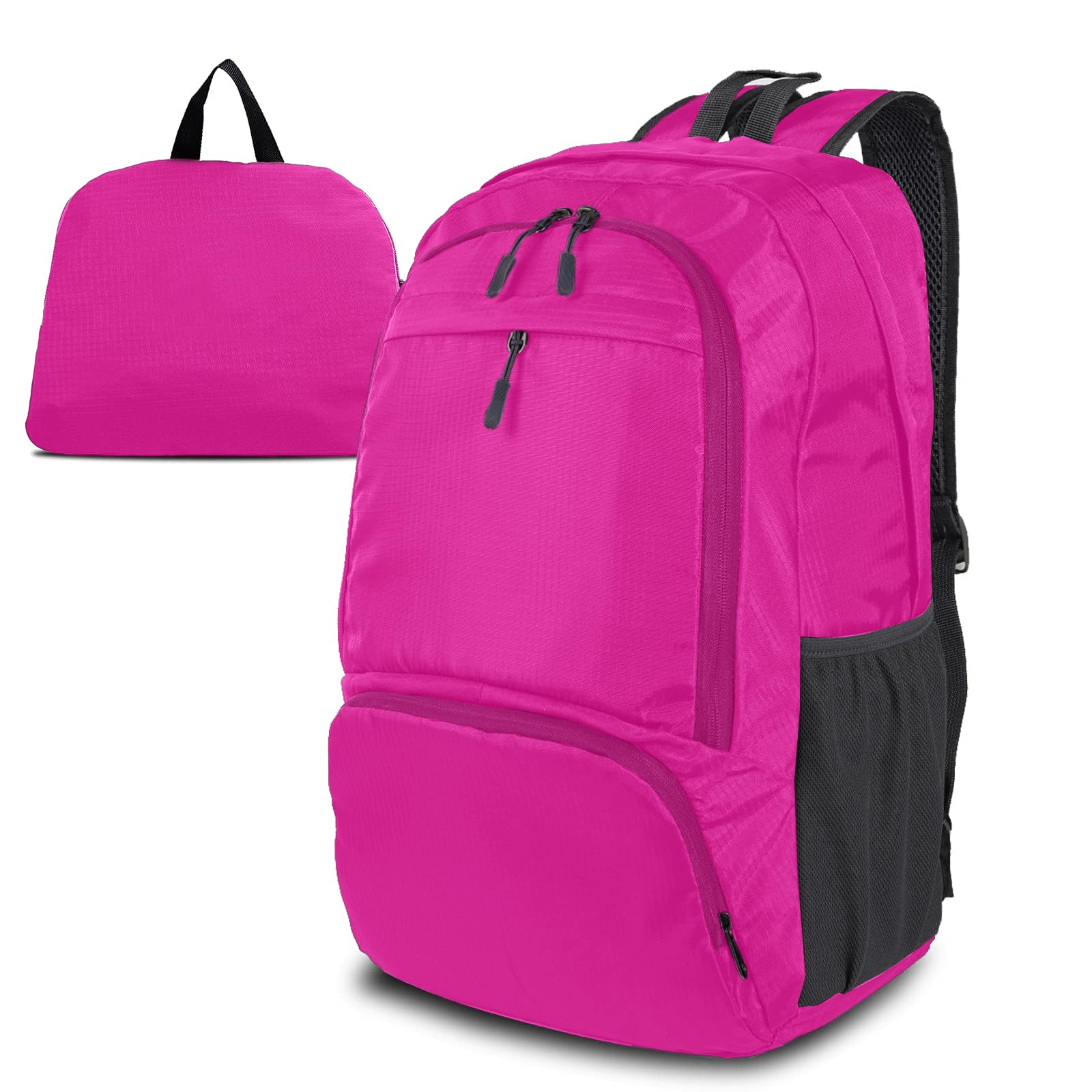 Dewellyoo Lightweight Foldable Packable Rucksack Waterproof Breathable Daypack For Outdoor Camping Hiking Travel School Backpack Women Men Kids (Rose Red)