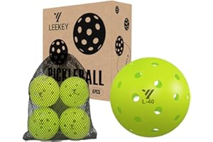 LEEKEY Pickleball Balls- 40 Hole Outdoor Pickleballs,4/12 Pack Pickleballs Set with Mesh Bag, High Bounce & Durable Pickle Balls,Pickleball Accessories,Sports Gift