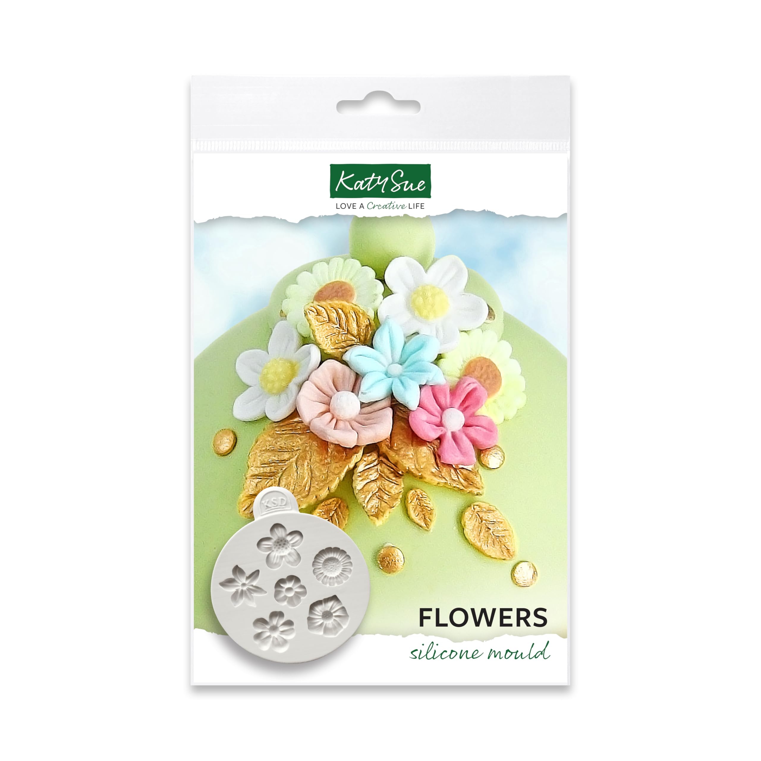 Katy Sue Flowers Silicone Mould for Cake, Cookie Decorating & Craft. Flowers 19 to 25 Millimetres in Diameter. Use with Fondant, Sugar Paste & Air Drying Clay from Katy Sue Designs Moulds - UK Made