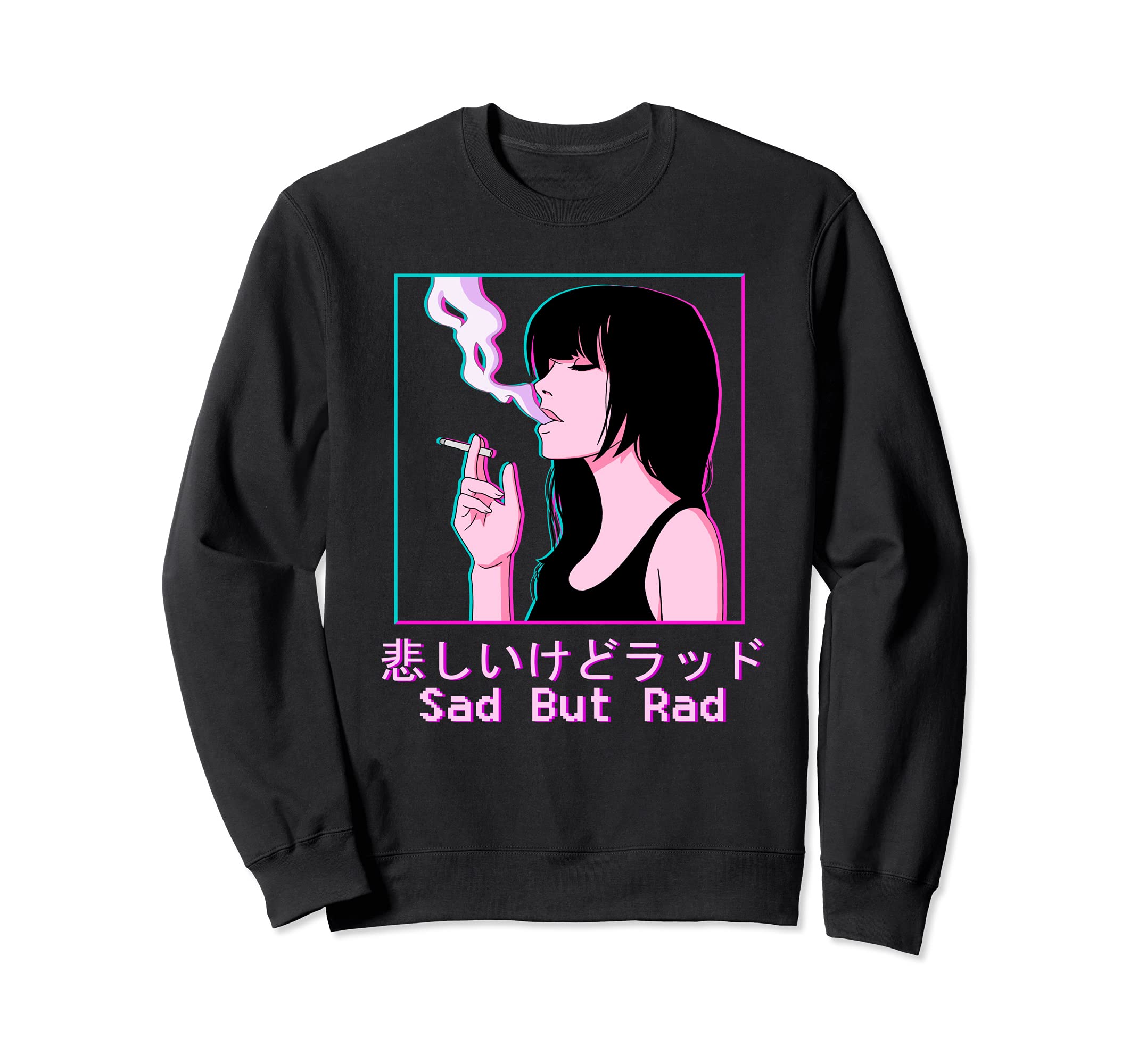 Japanese Vaporwave Aesthetic Sad But Rad Sad Anime Girl Sweatshirt