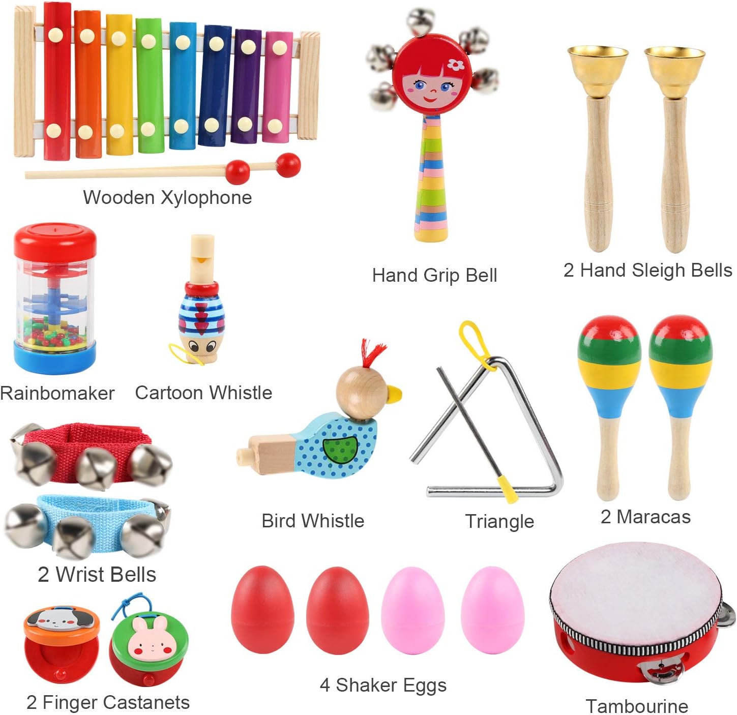 Batteries Et Percussions Instruments De Percussion A Main Triangle Et Autre Instrument Jouets Avec Sac De A Dos 24pcs Instruments De Musique Enfants Set En Bois Percussion Pour Bebe Avec Xylophone Newstyle