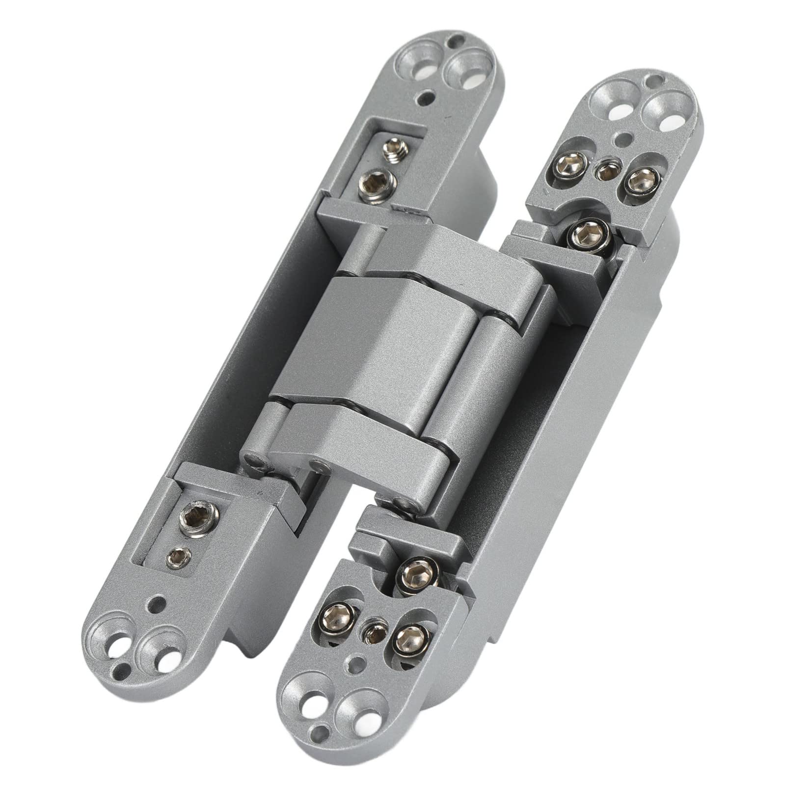 1 Set Hidden Door Hinges, Cross Hidden Hinges, 180 Degrees Adjustable Opening Angle 3D Folding with Hex Wrench Screws for Wooden Door(Silver) — image 1