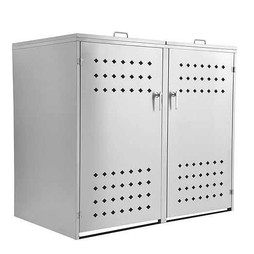 Zelsius Edelstahl Mülltonnenbox Squares für 2 Mülltonnen je 120 und/oder 240 Liter, Mülltonnenverkleidung mit 2 Klappdeckel, 