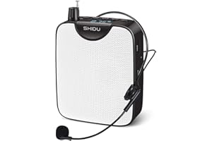 Portable Mini Voice Amplifier,SHIDU Rechargeable Personal Amplifier with Wired Microphone Headset Supports MP3 Format Audio Recording Funtion Mini PA System for Teachers Tour Guides Coaches Yoga 10°