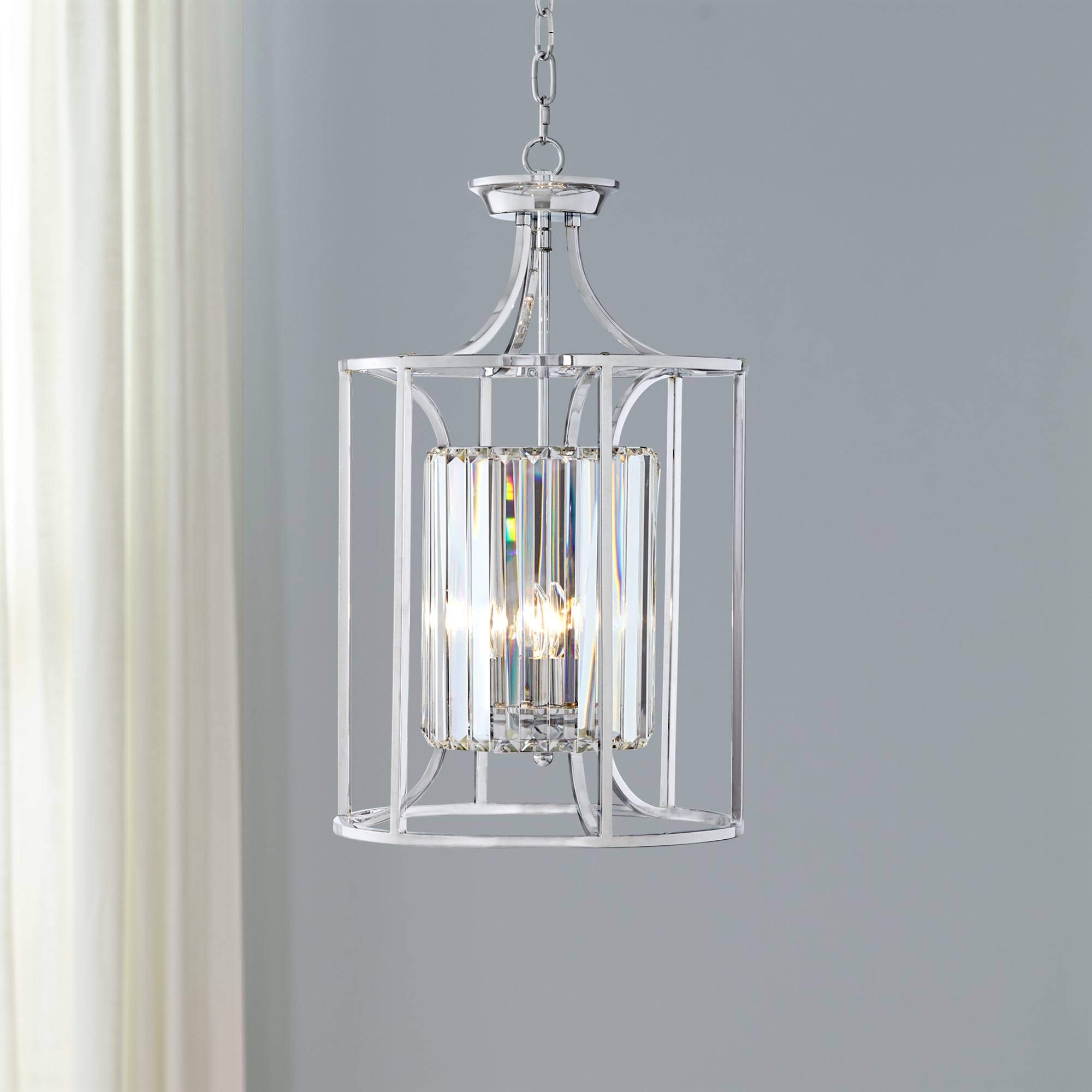 Soraya Chrome Cage Pendant Chandelier 13 3/4" Wide Modern Crystal 3