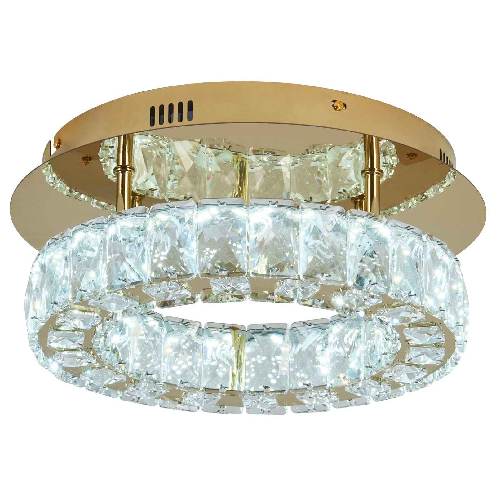 Kuailkag Gold LED Crystal Ceiling Light, 18 Modern Flush Mount