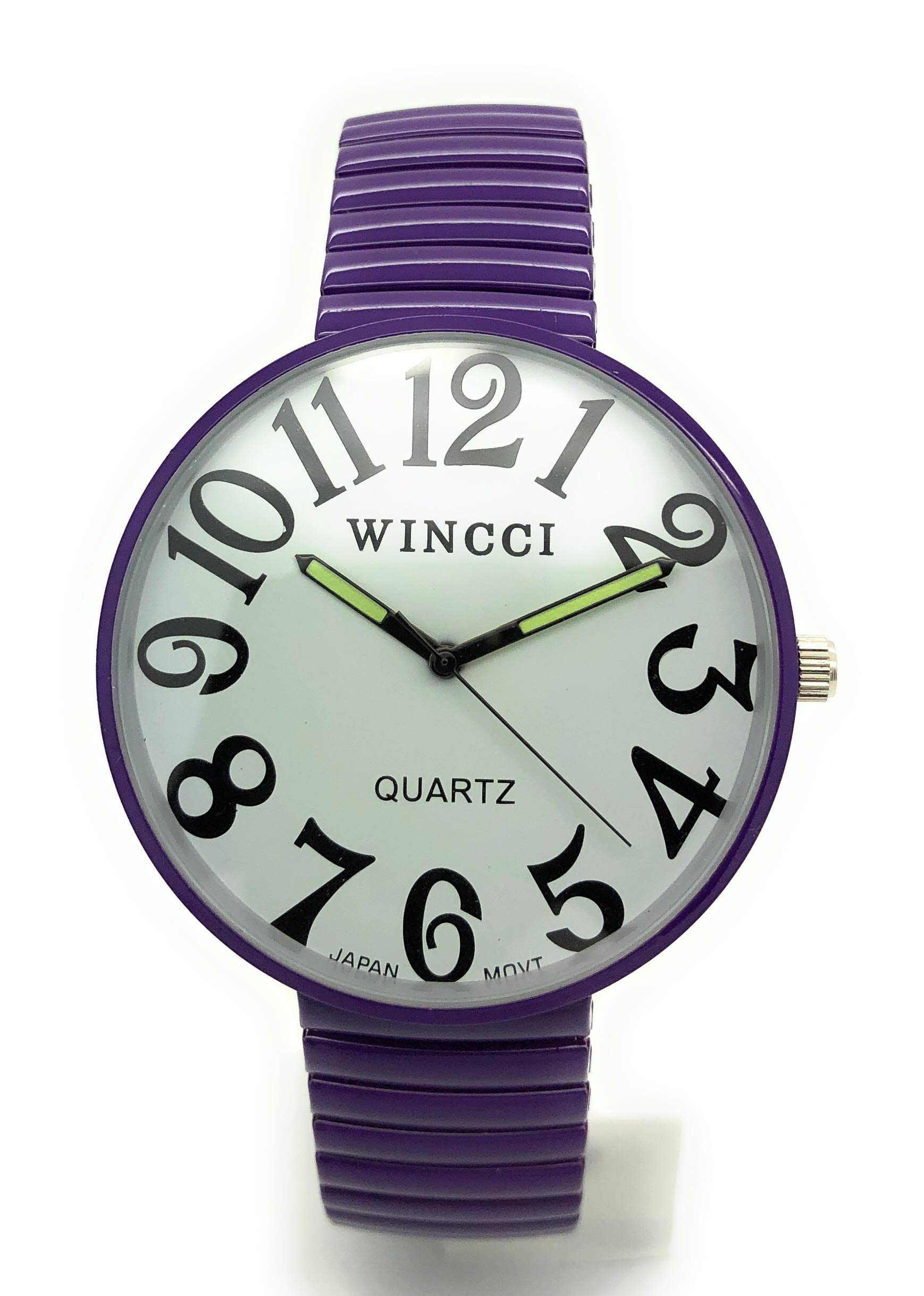 Wincci Mens Ladies Jumbo Big Numbers Stretch Elastic Band Fashion Watch, Purple