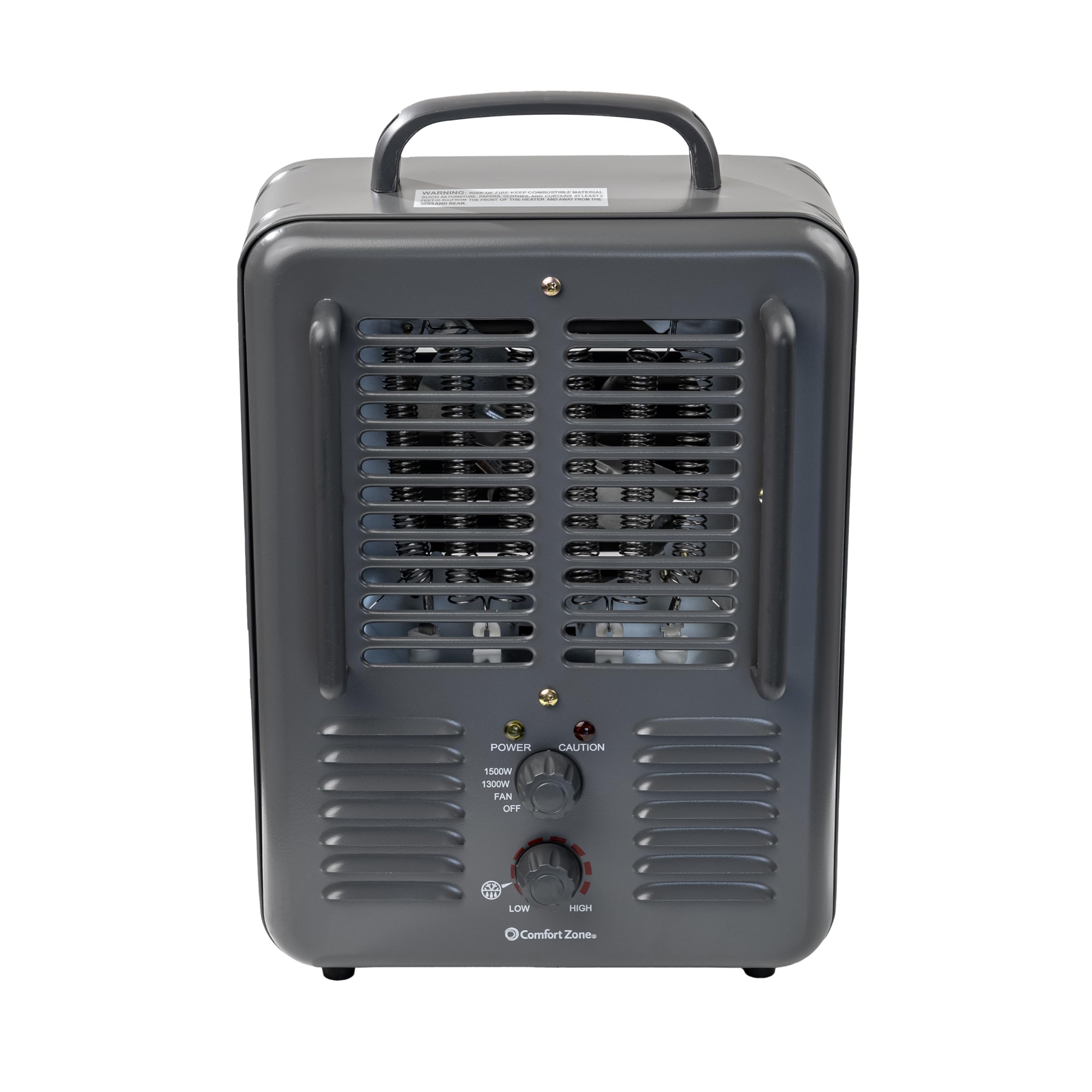Comfort Zone Electric Portable Milkhouse Style Utility Space Heater with Adjustable Thermostat, Overheat Protection, and Safety Tip-Over Switch, Ideal for Garage or Greenhouse, 1,500W, CZ798