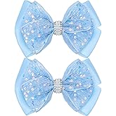 KISZU 4.5 Inch Sequin Glitter Hair Bows Clips, Sparkling Bling Little Bow HairPins Hair Accessories for Baby Girls Kids Children Teens and Women