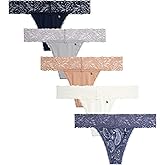 Lucky Brand Women's Underwear - 5 Pack Microfiber Stretch Lace Thong Panties (S-XL)