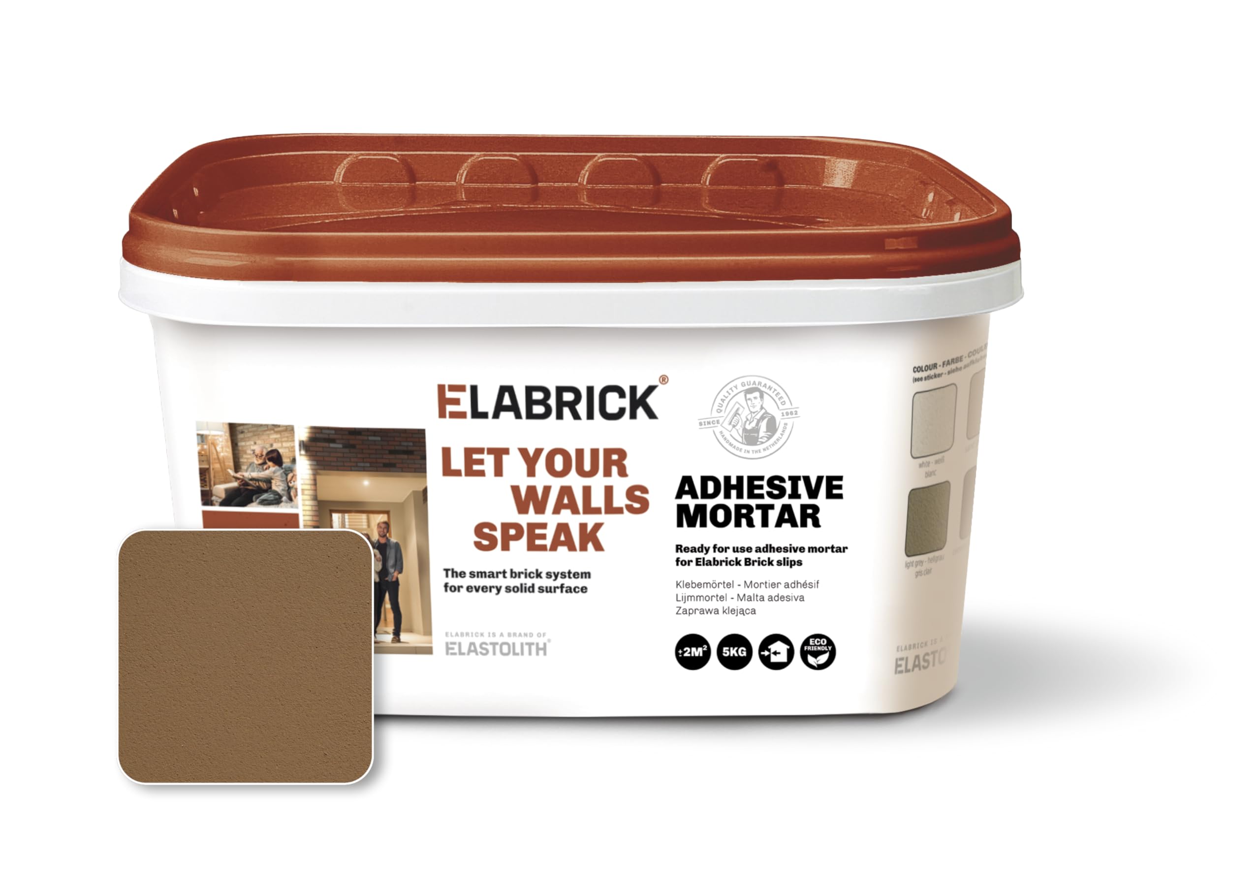 Elastolith 55031 5 kg 2 m sq Bucket Adhesive/Grout - Brown