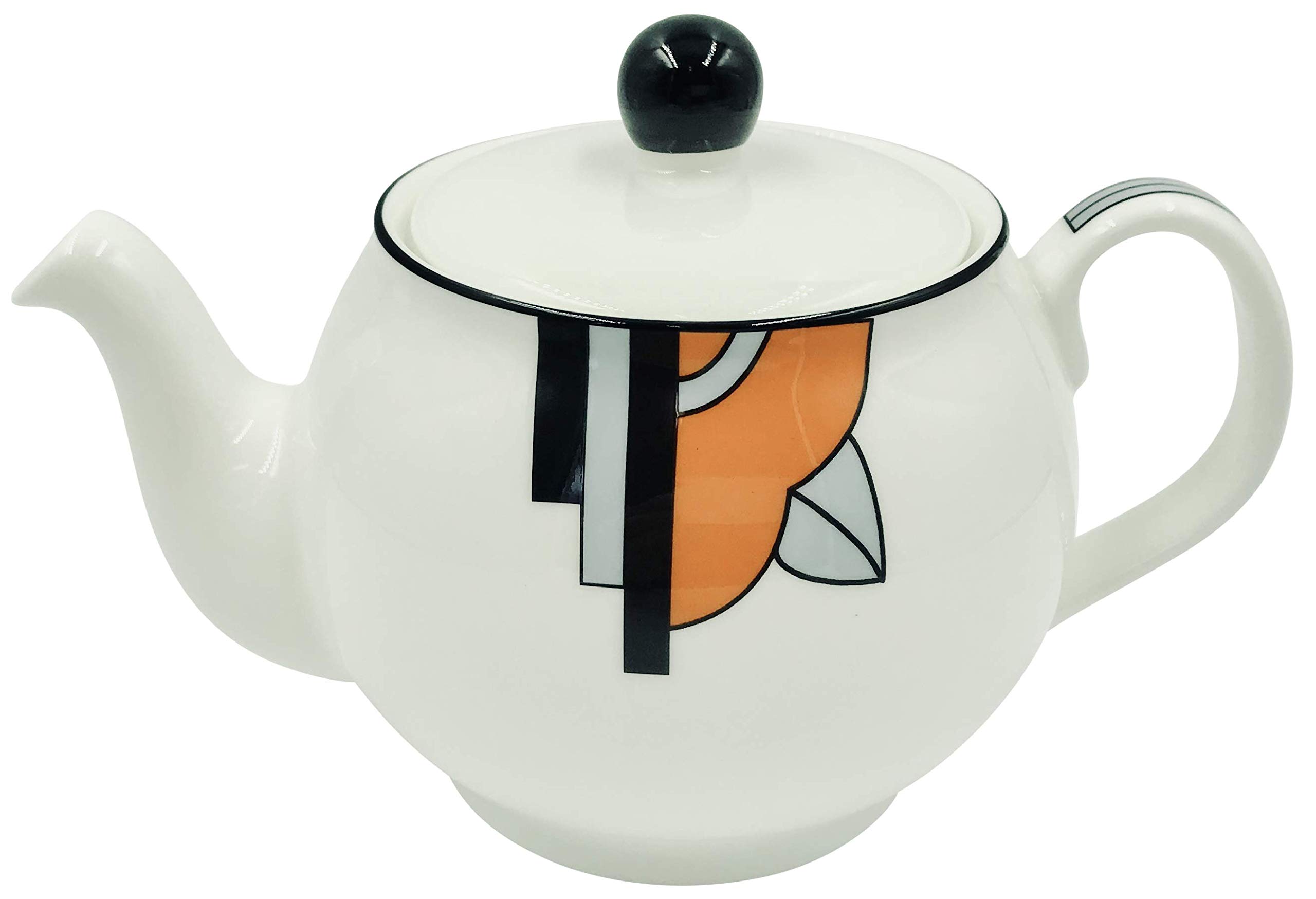 Stylish"Ritzy" Art Deco Fine Bone China 4 Cup Teapot (Orange)