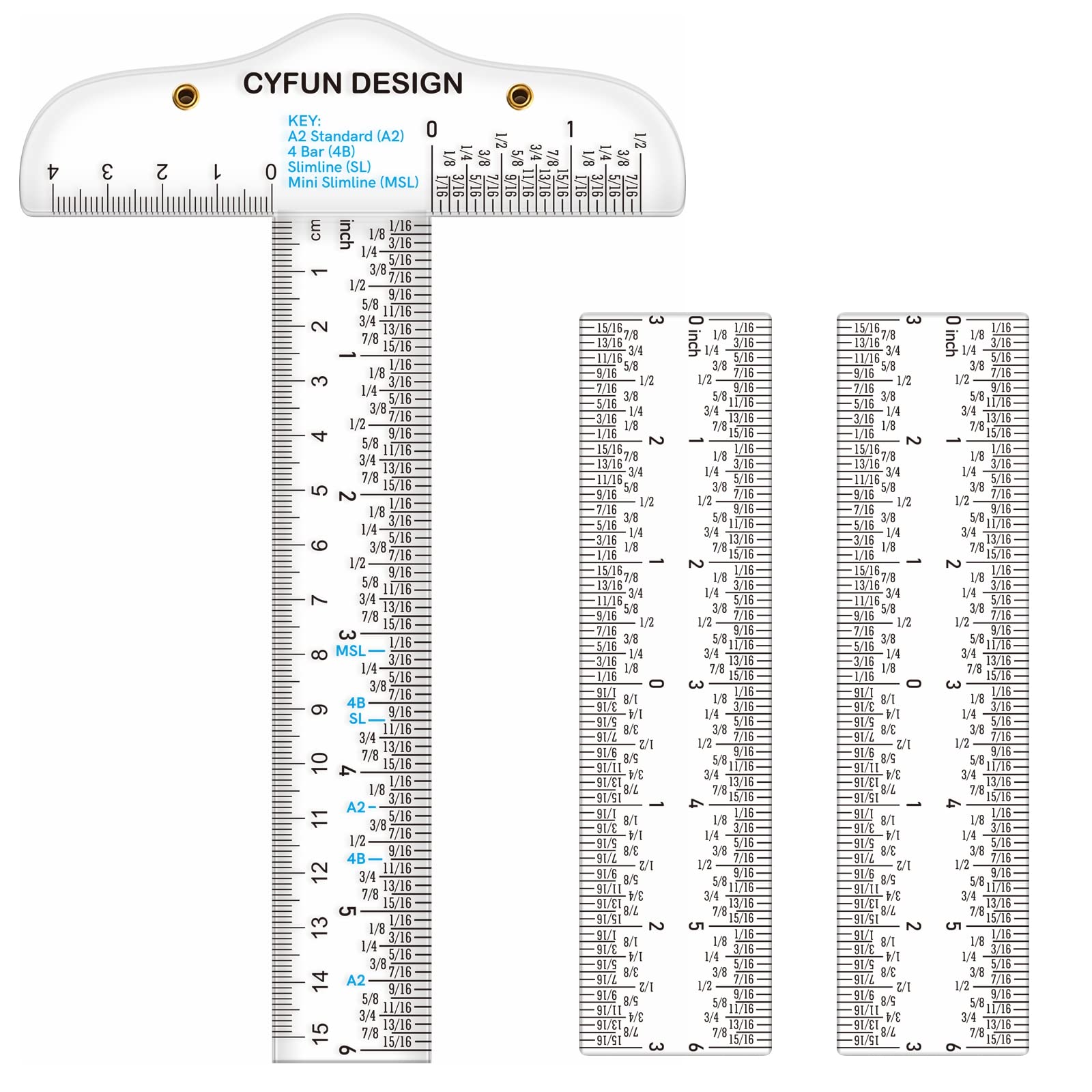 Briartw 1 Piece Acrylic T-Square with 2 Straight Zero-centering Ruler Plastic Double Side Measuring for Art Framing and Drafting Crafting General Layout Work & Scrapbooking, 6" /15 cm