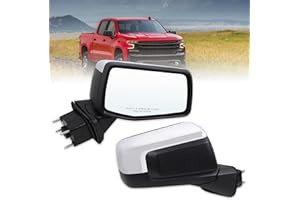 Lqito Right Passenger Side Mirror Compatible With 2019-2025 Chevy Silverado 1500 With Power Glass Manual Folding Heated Temperature Sensors Without Turn Signal Chrome Replace#GM1321583(7Pins）