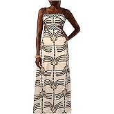 SOLY HUX Women's Summer Maxi Dress Boho Print Tie Shoulder Spaghetti Strap Cut Out Tie Back Cami Dresses Sundress