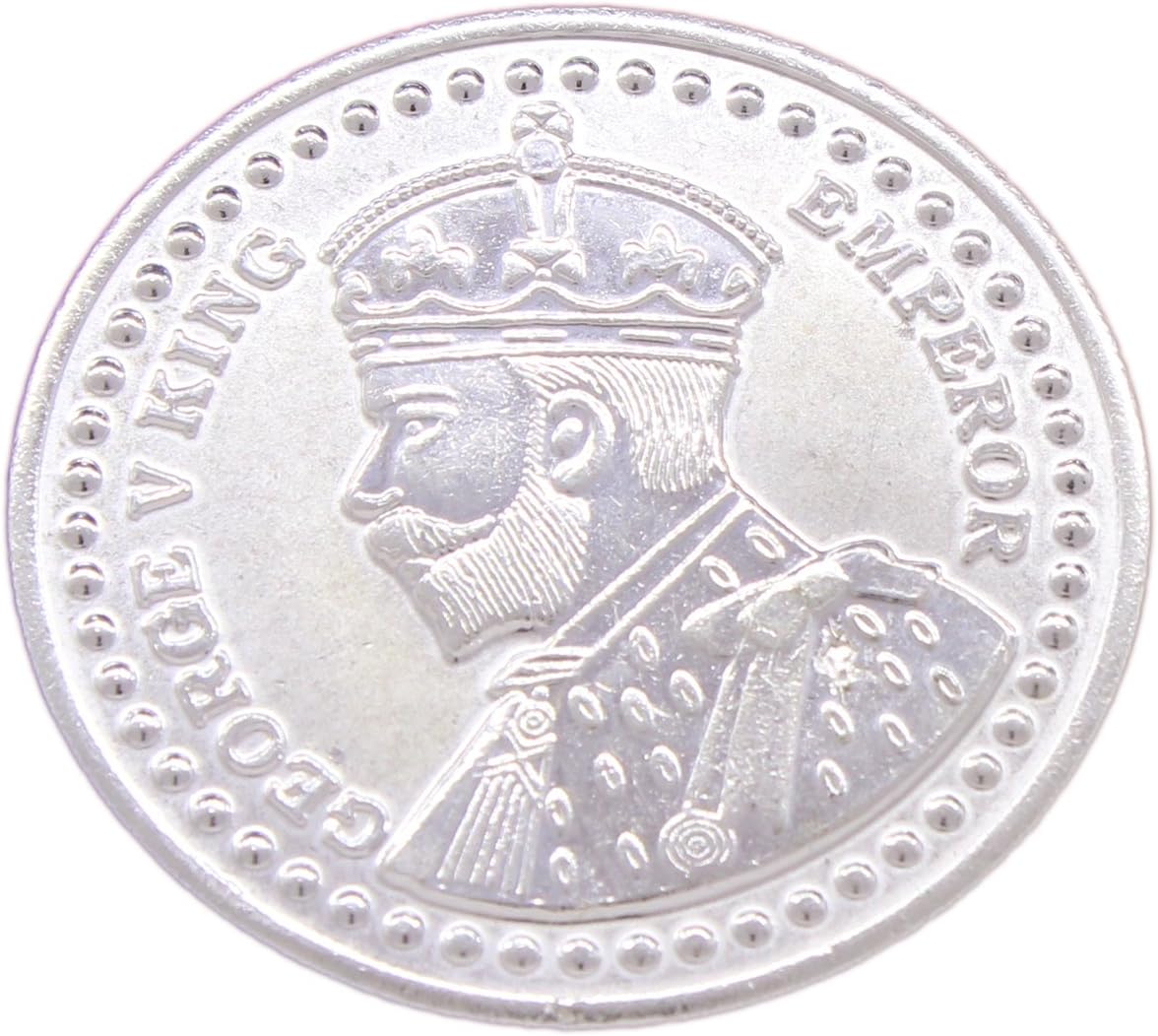 Silver Plated King George British Diwali German Silver 5g Coin for puja, Gift Item And Showpiece