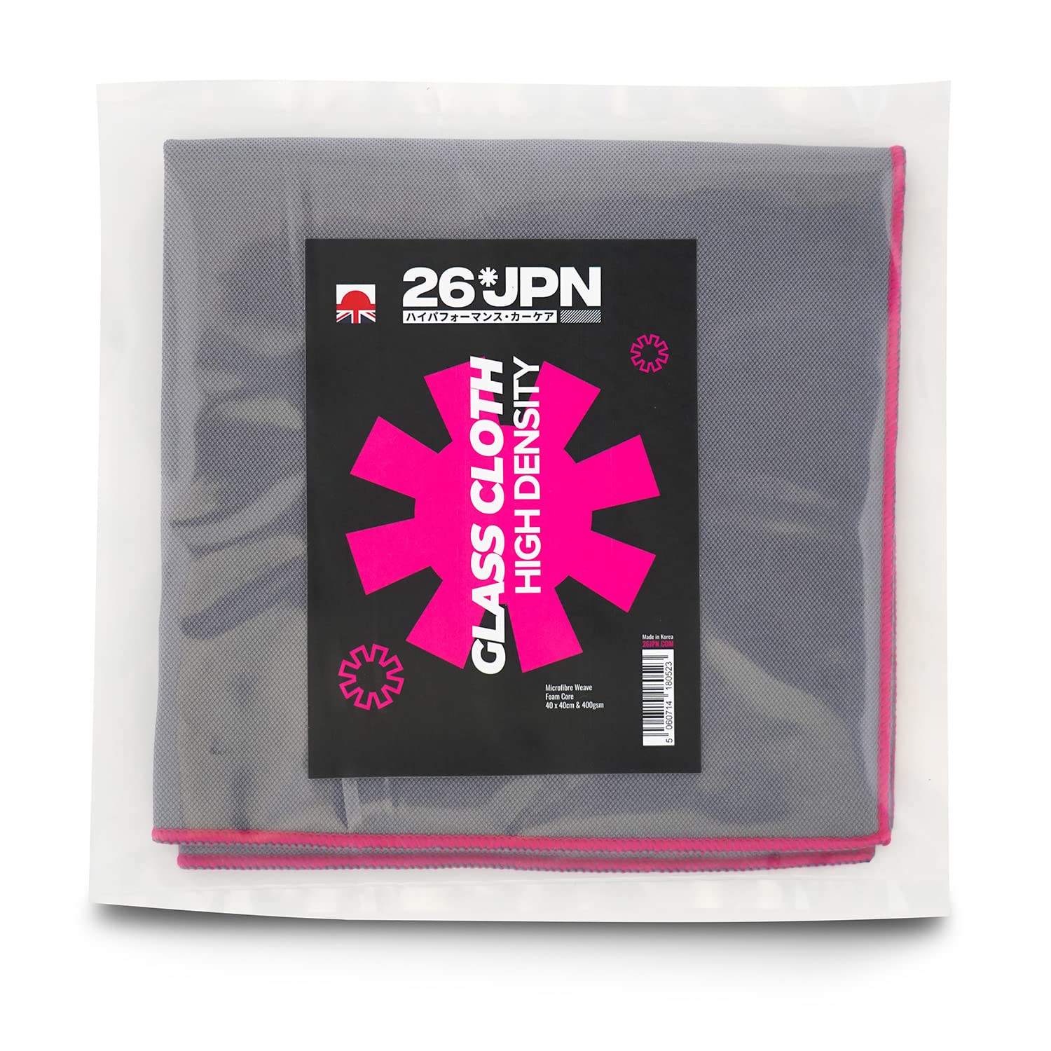 26JPN High Density Glass Cloth - Microfibre Glass Cloth, Microweave Foam Core, 40 x 40 cm, Mirror Cleaning Cloth, Glass Cloth, 400gsm