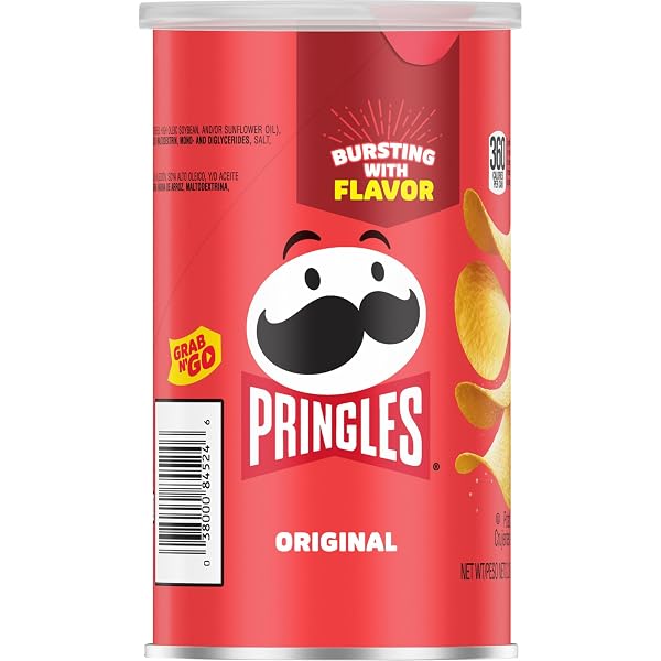 PRINGLES POTATO CRISPS CHIPS, LUNCH SNACKS, OFFICE AND KIDS SNACKS, GRAB N’ GO, ORIGINAL (12 CANS)