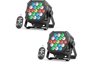 DazzlingStage Mini Stage Lights, Corded RGBW 4 in 1 Par Lights, 4/8 CH LED Par Lights Remote & DMX & Sound Activated, LED Stage Lights for Restaurants Party Club Festival, 2 Pack