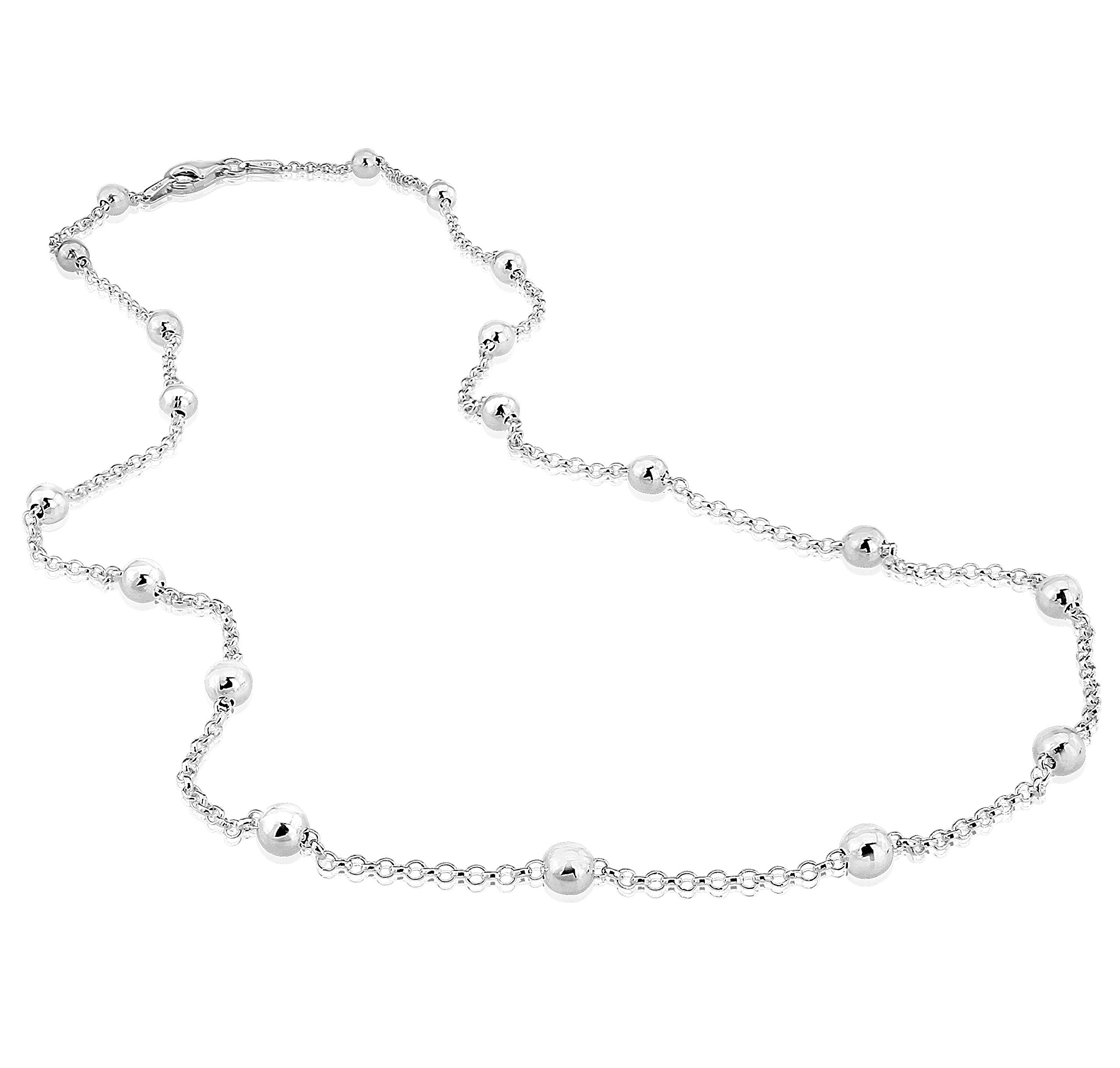 Charlesworths Jewellery Sterling Silver 925 Necklace with Baubles 18 Inches