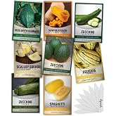 Gardeners Basics Squash Seeds for Planting, 8 Summer &amp; Winter Variety Pack | 3 zucchini varieties plus Delicata, Butternut, Spaghetti, Scallop and Hubbard; heirloom non-GMO; 8 seed packets and 8 markers