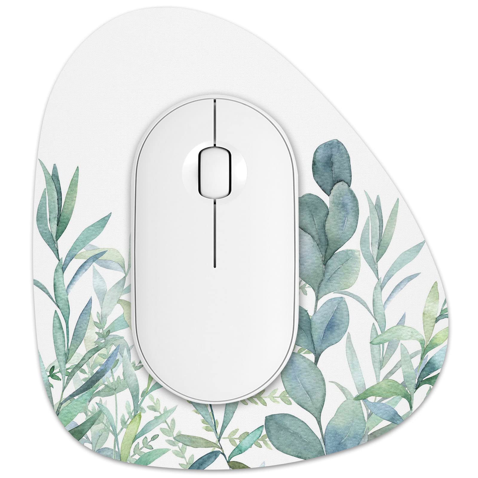 Photo 1 of Rimilak Small Mouse Pad 6 x 7 Inch, Irregular Mini Mouse Pad with Non-Slip Rubber Base, Waterproof Compact Mouse Mat for Laptop Computer Wireless Mouse Keyboard Home Office Travel, Green Leaves