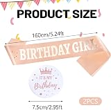 IRYNA Birthday Sash Rose Gold Satin Birthday Girl Badge Party Decorations view 2