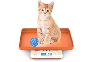 ICARE-PET Pet Scale for Newborn Puppy and Kitten, Pet Scale with Detachable Tray for Dog Whelping Nursing, Weigh Pets Baby in Grams, 33lbs (±1 Gram) (Orange)