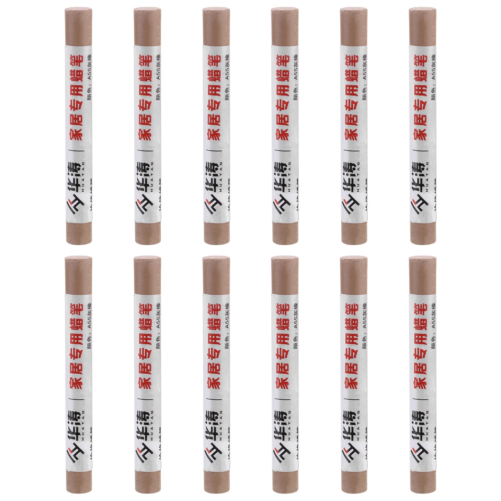 PATIKIL Furniture Repair Crayons, 12 Pcs Wax Wood Filler Sticks Wood Wax Crayons for Scratches, Wood Floor, Holes, Tables, Grey Oak
