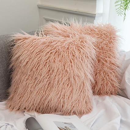 Amazon Com Dikoaina Mongolian Faux Fur Pillow Cover Cushion Case