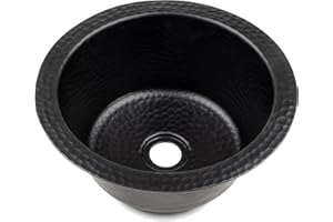 Monarch Abode 12-inch Hand Hammered Matte Black Aluminum Essex Dual Mount Drop in Bar Prep Sink, Drop in or Undermount Kitchen Sink, Single Circular Bowl