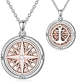 LELOUCHY Rotating Compass Nautical S925 Sterling Silver Necklace - Inspirational Graduation and Retirement Gift for Women, Travel or Long Distance Jewelry