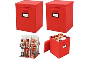 Wesnoy 2 Pack 16 Inch Large Christmas Nutcracker Storage Box Hold 18 Nutcrackers Figurine Collectible Storage Box for Holiday Decor Carolers Santa Figure or Nut Cracker Ornaments(Normal,Red)