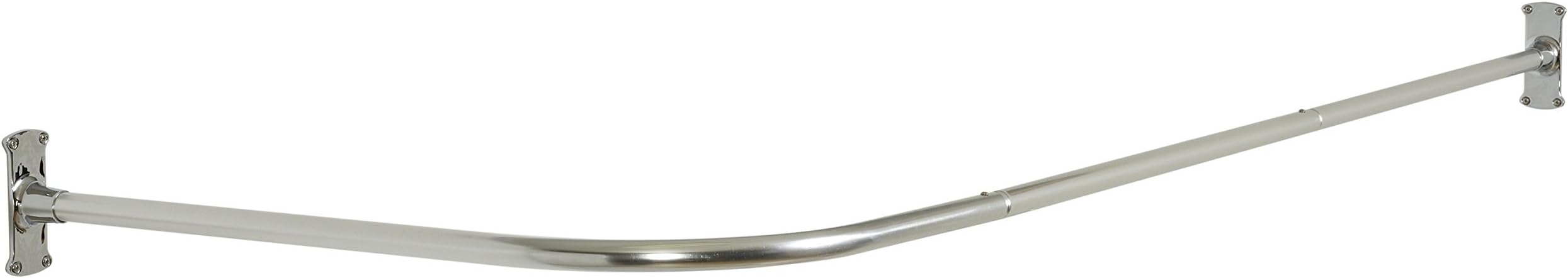 Versalot Supply Commercial Never Rust Aluminum L Shaped Corner Shower Rod- with Vertical Ceiling Rod- 66"L x 28"W - Polished Chrome