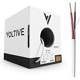 Voltive 16/2 Speaker Wire, Riser CL3R, White, 500ft - 16AWG, 2 Conductors, Stranded Oxygen-Free Copper, UL Listed - V-1271-2