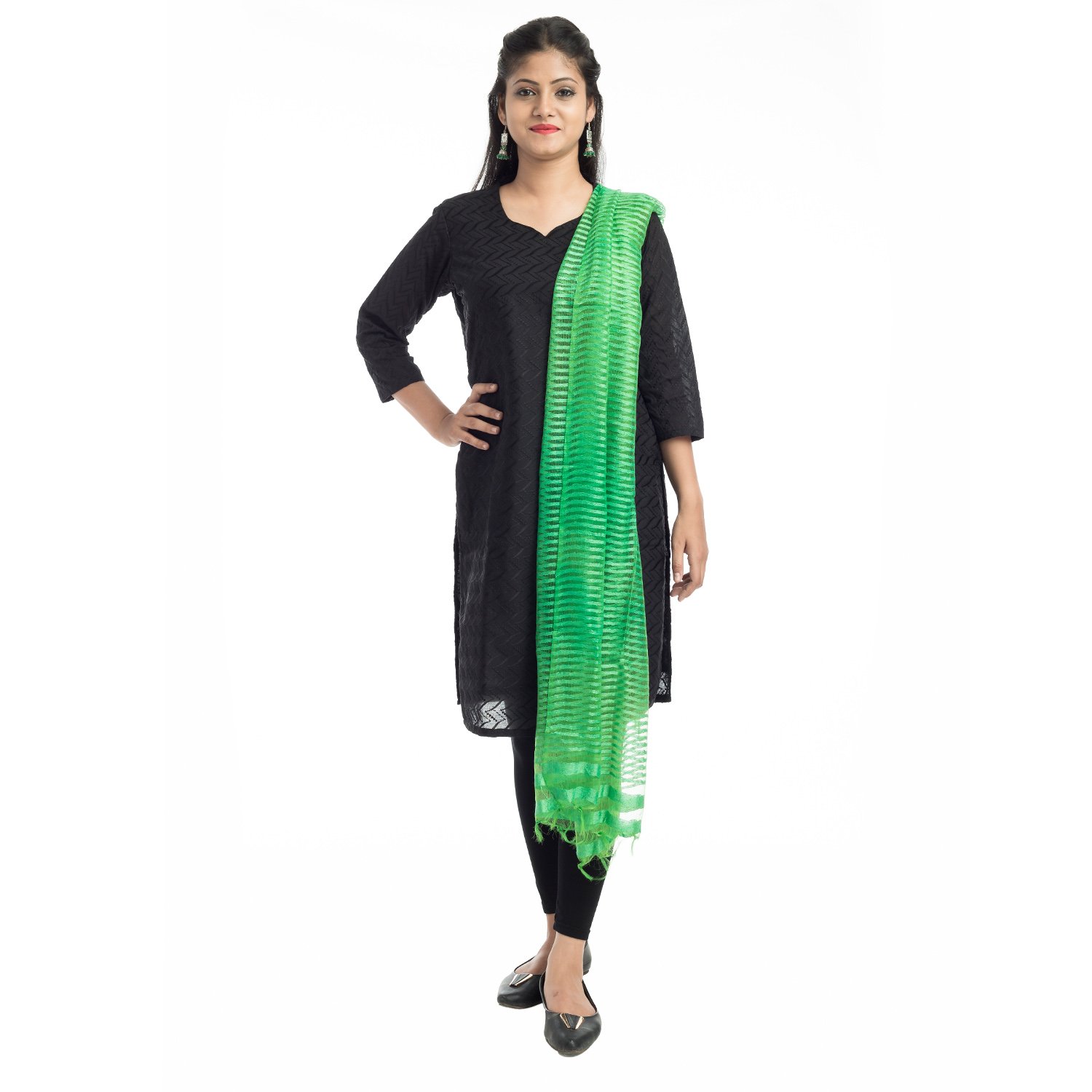lodestone woman's net dupatta with strips