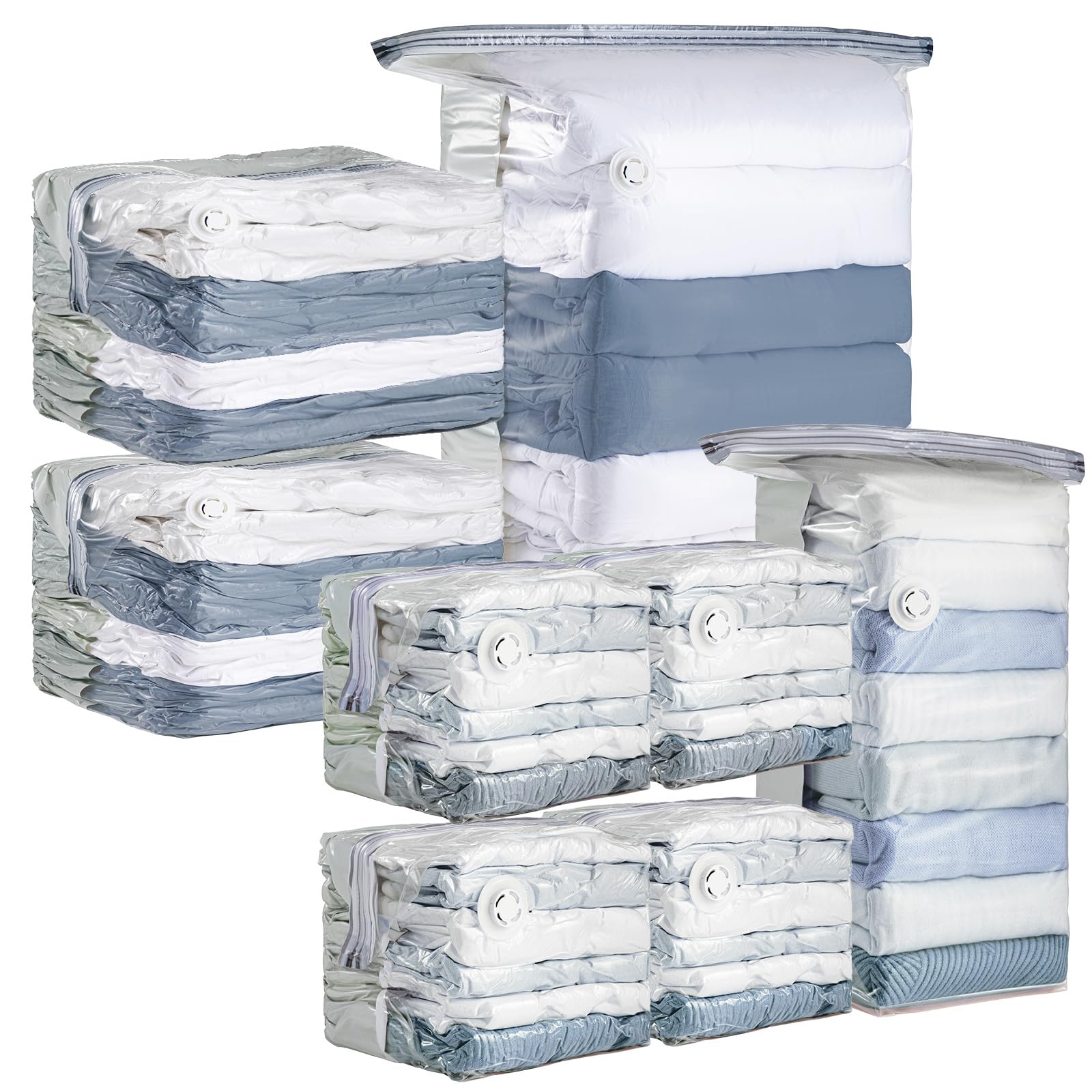 TAILI 8 Pack Vacuum Storage Bags, Cube Space Saver Bags Combo(3 Jumbo +5 Medium), Vacuum Seal Bags for Bedding, Clothing, Comforters, Blankets, Closet Oragnizaer and Space Saving