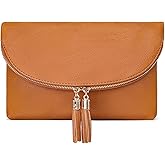 Solene Womens Envelop Clutch Purse Multi Compartments, 6 Card Slot Inside, Crossbody Bag With Tassels