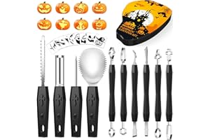 BOMIER 25PCS Halloween Pumpkin Carving Kit with Stencils, Pumpkin Carving Tools, Professional Pumpkin Carving Stencils for Adults, Pumpkin Carving Knife, Pumpkin Carving Set for Halloween Pumpkin Decorations