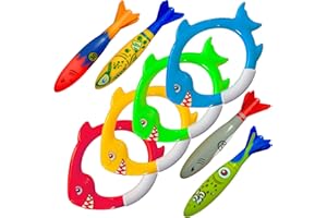 Haktoys Shark Dive Rings & Pool Diving Toys – 8-Piece Sinking Torpedoes and Fish Rings for Kids Swim Training, Boys Pool Games & Underwater Summer Fun