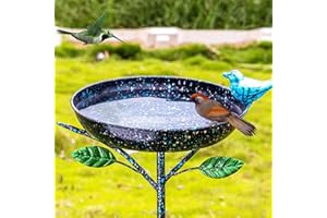 Qipade Metal Bird Baths for Outdoors, 41 Inch Tall Birdbath with Stake, Standing Bird Baths & Feeder with 9.4" Bowl & Decorative Cast Iron Bird for Outside Garden Patio Yard Decor