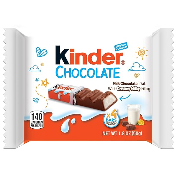KINDER CHOCOLATE, 4 BARS, MILK CHOCOLATE BAR WITH...