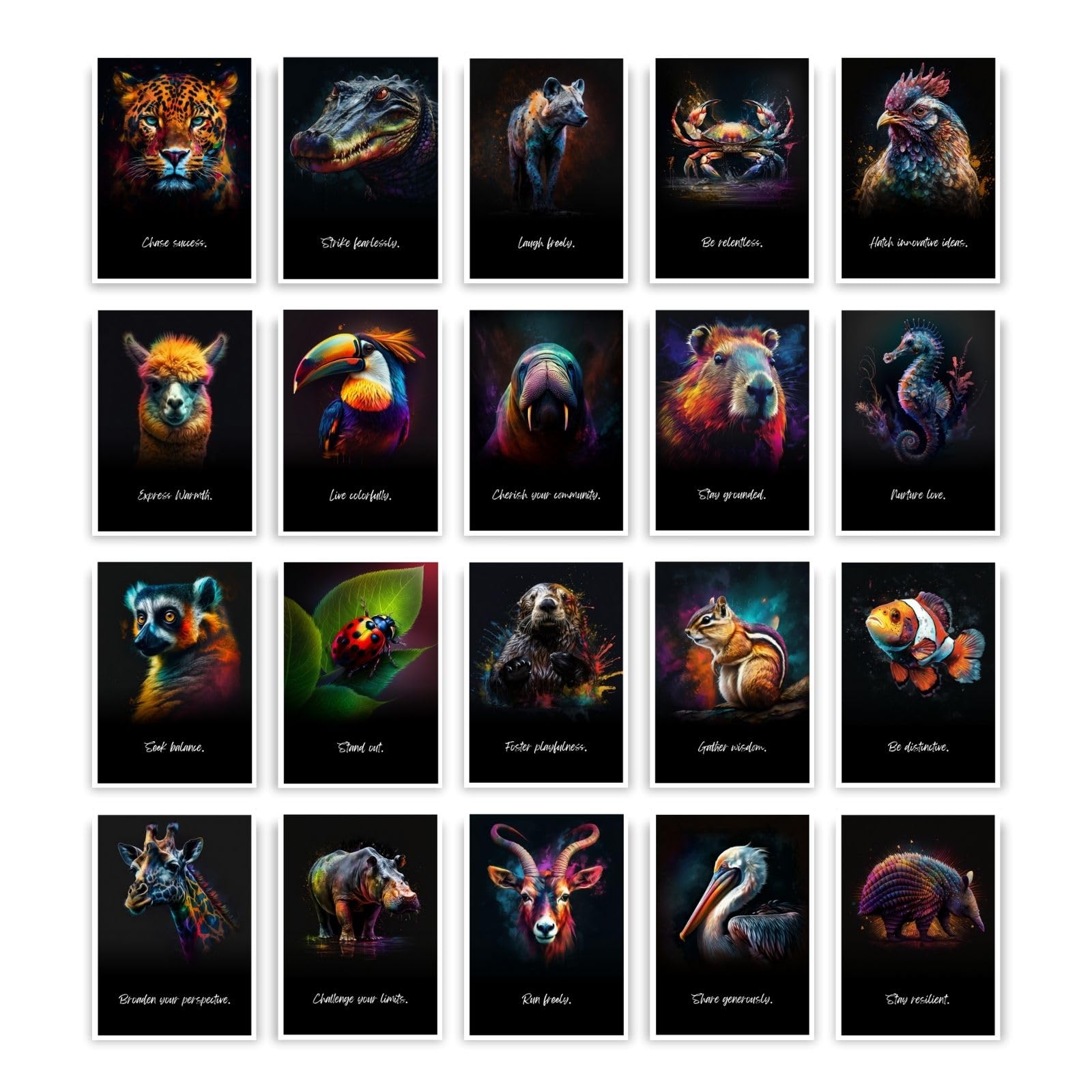 papeal Spirit Animals Daily Affirmation Cards by metaFox - Animal Art Postcards - Use as Affirmation Cards, Appreciation Cards, Encouragement Cards, Motivational Cards, Positive Affirmation Gifts