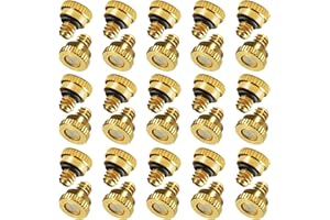 KUWAN 30pcs Brass Misting Nozzles for Cooling System 0.03" (0.8 mm) 10/24 UNC Garden (0.03)