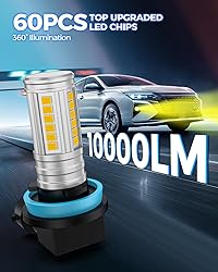 Marsauto H8 H11 Yellow Fog Light Bulb, 10000LM H9