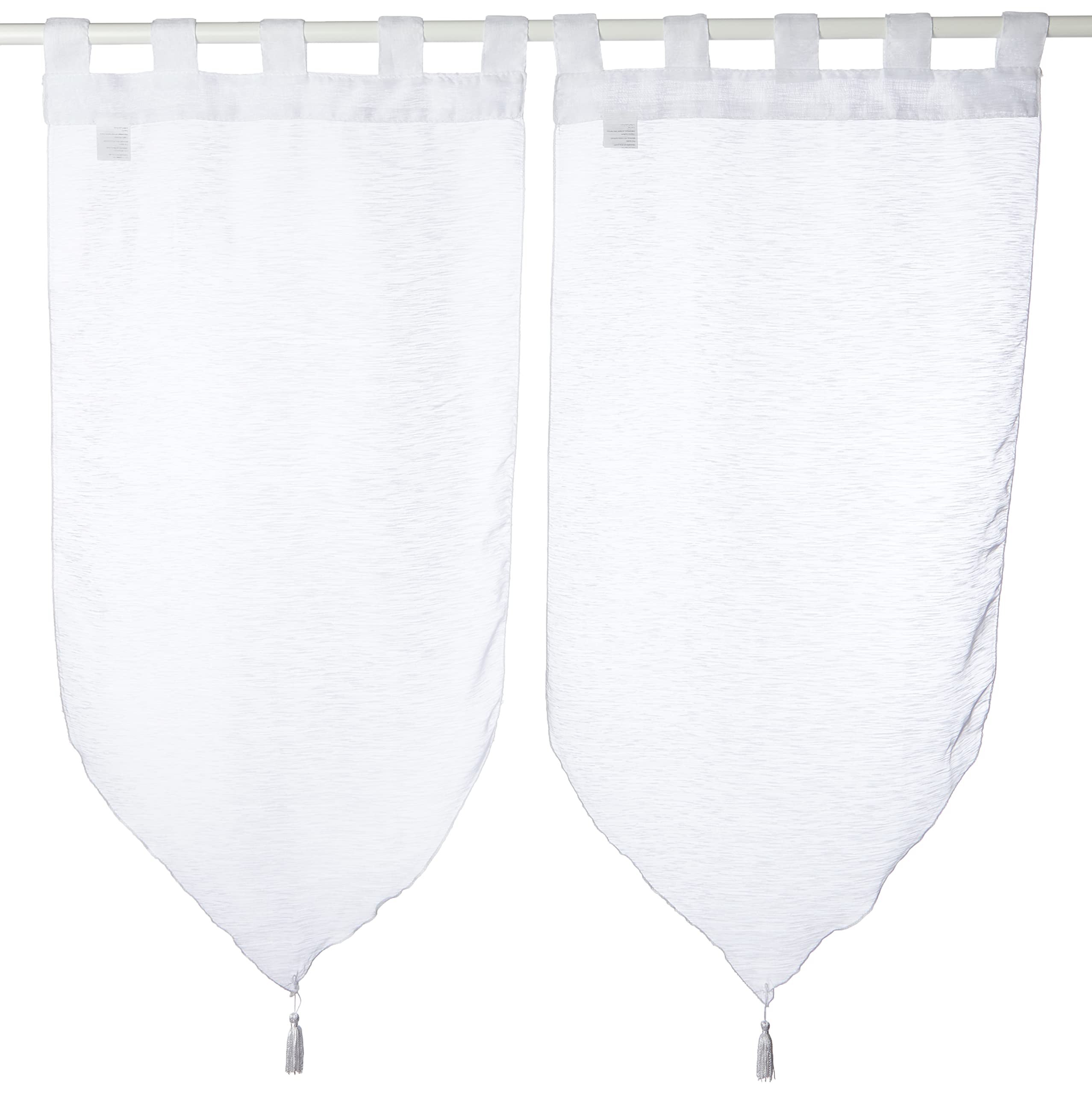 Douceur d'Interieur Voile Sable Lissea 2-Net Curtain Pompon, Blanc