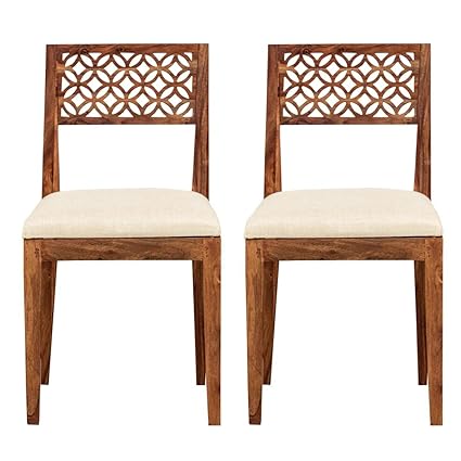 Aprodz Sheesham Wood Durque Dining Chair Set for Home | Set of 2 Chair | Natural Finish