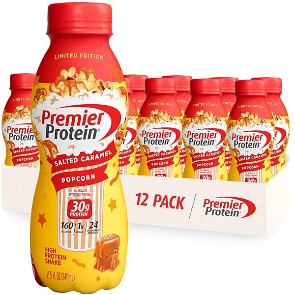 PREMIER PROTEIN SHAKE, LIMITED EDITION SALTED CARAMEL POPCORN,...