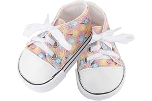 MSYO 18 Inch Doll Canvas Shoes for 18 Inch American Dolls, Floral Upper and Lace Up Design, Available in 8 Patterns and Colors, for 18 Inch Girl Dolls and Other 18 Inch Doll Accessories